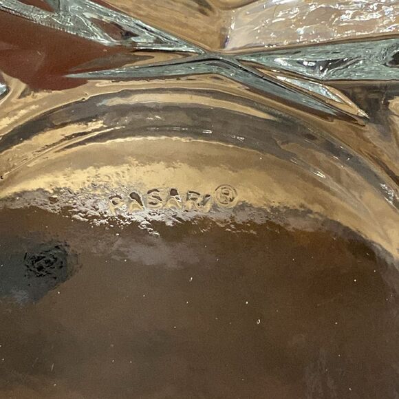 Heavy Crystal Glass Candy Dish Ashtray with Rose Design by Pasari - Picture 9 of 10